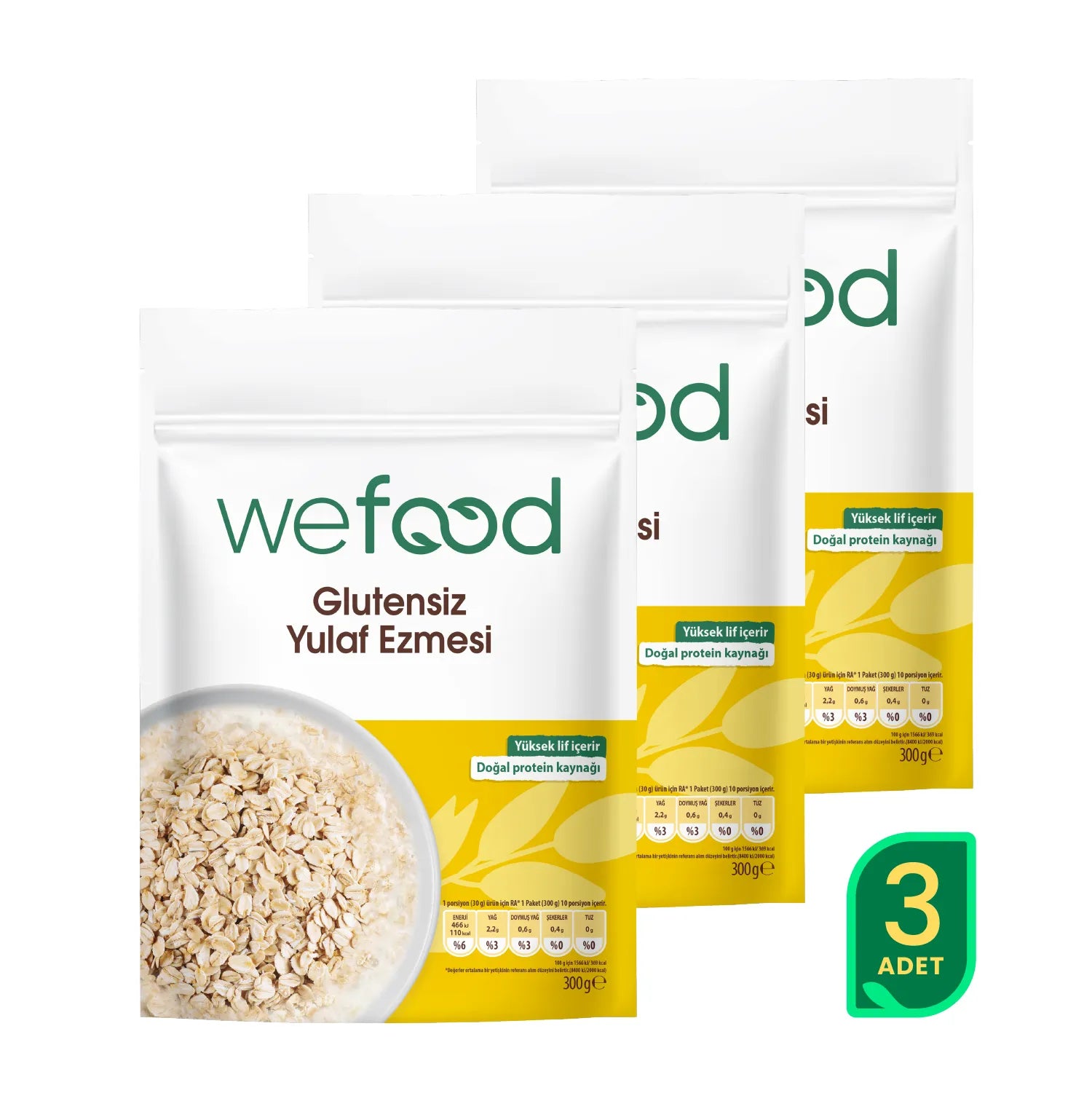 Wefood Glütensiz Yulaf Ezmesi 300 gr 3'lü